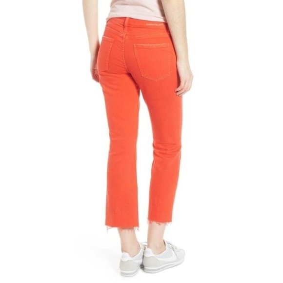 Current/Elliot Womens 26 Fiery Red Raw Hem The Kick Flare-leg Cropped Jeans - Picture 10 of 10